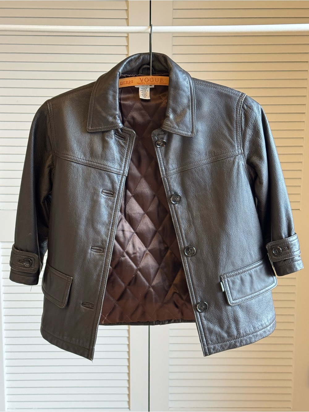 Kids DKNY Brown Leather Jacket with Super Soft Quilted Lining